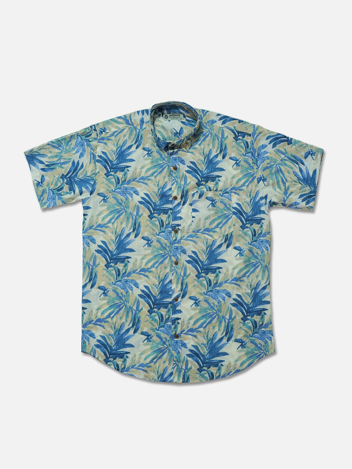 Blue Lagoon – Sanganeri Print - Men’s Pure Cotton Regular Shirt
