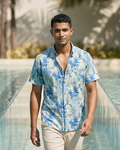 Blue Lagoon – Sanganeri Print - Men’s Pure Cotton Regular Shirt