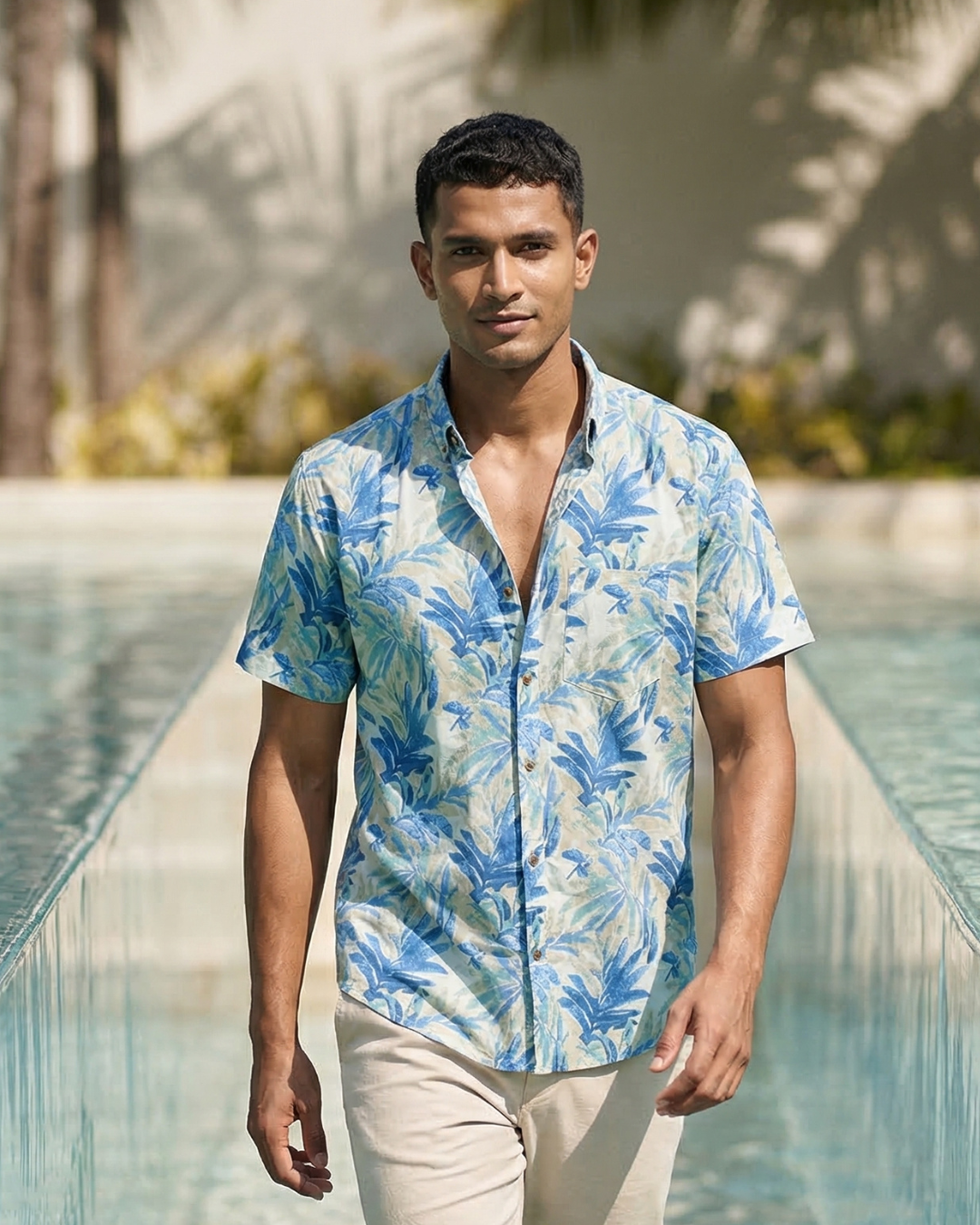 Blue Lagoon – Sanganeri Print - Men’s Pure Cotton Regular Shirt