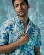 Blue Lagoon – Sanganeri Print - Men’s Pure Cotton Regular Shirt