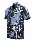 Blue Leaves - Handblock Print - Unisex Pure Cotton Cuban Collar Shirt