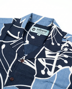 Blue Leaves - Handblock Print - Unisex Pure Cotton Cuban Collar Shirt