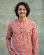 Blue Lotus - Handblock Print - Adults Pure Cotton Short Kurta