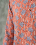 Blue Lotus - Handblock Print - Adults Pure Cotton Short Kurta