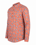 Blue Lotus - Handblock Print - Mens Pure Cotton Short Kurta