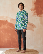 Blue Tulips - Handblock Print - Adults Pure Cotton Short Kurta