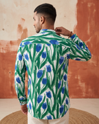 Blue Tulips - Handblock Print - Adults Pure Cotton Short Kurta