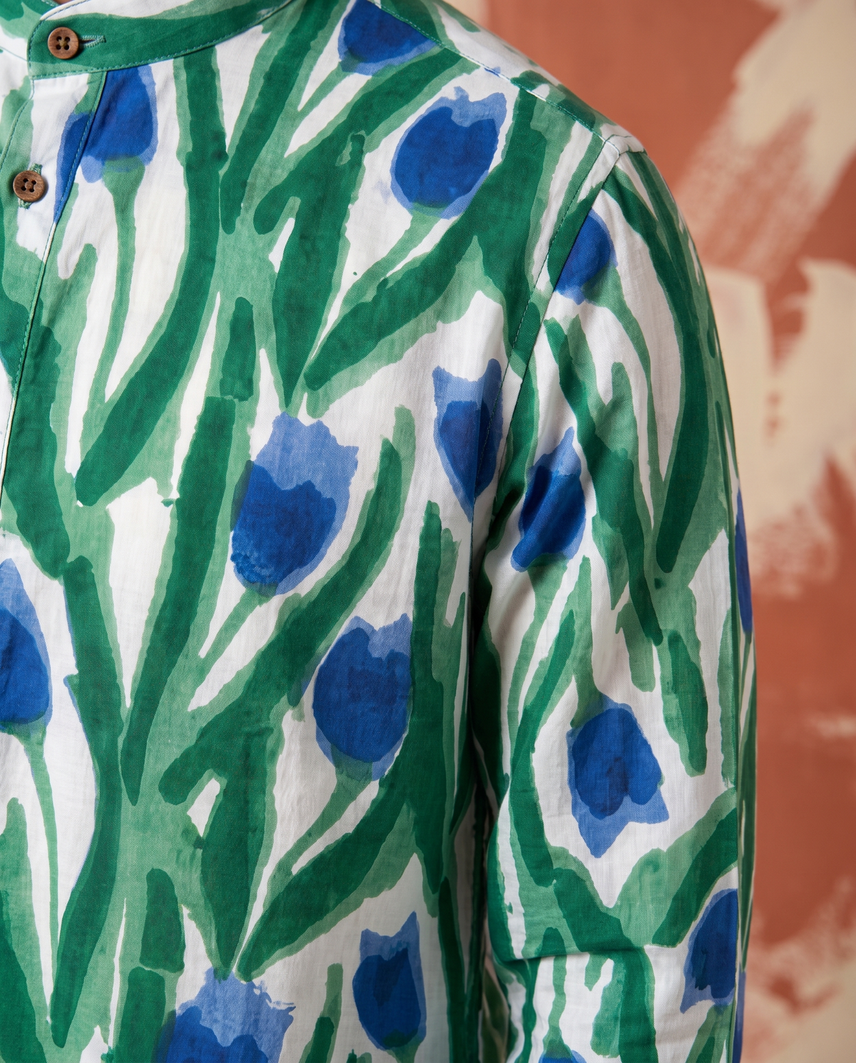 Blue Tulips - Handblock Print - Adults Pure Cotton Short Kurta