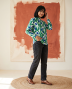 Blue Tulips - Handblock Print - Adults Pure Cotton Short Kurta