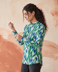 Blue Tulips - Handblock Print - Adults Pure Cotton Short Kurta