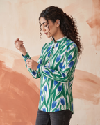 Blue Tulips - Handblock Print - Adults Pure Cotton Short Kurta