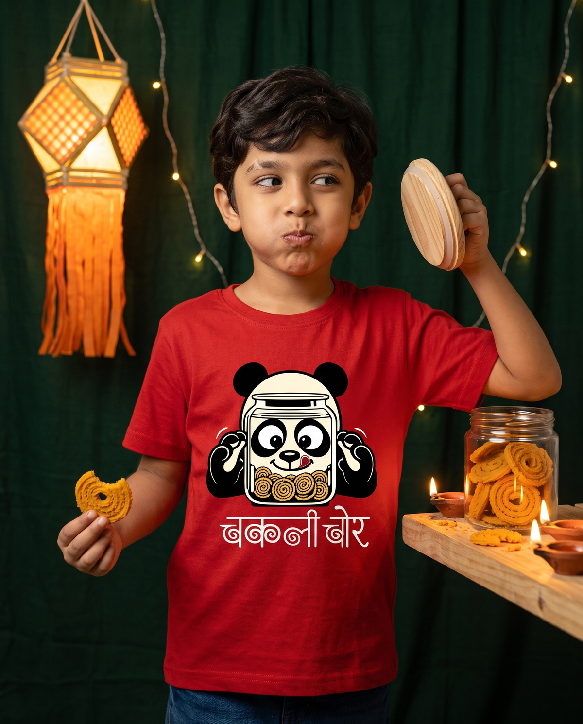 Chakli Chor Panda - Red - Unisex Kids T-shirt