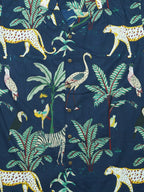 Jungle Blue - Sanganeri Print - Unisex Pure Cotton Cuban Collar Shirt