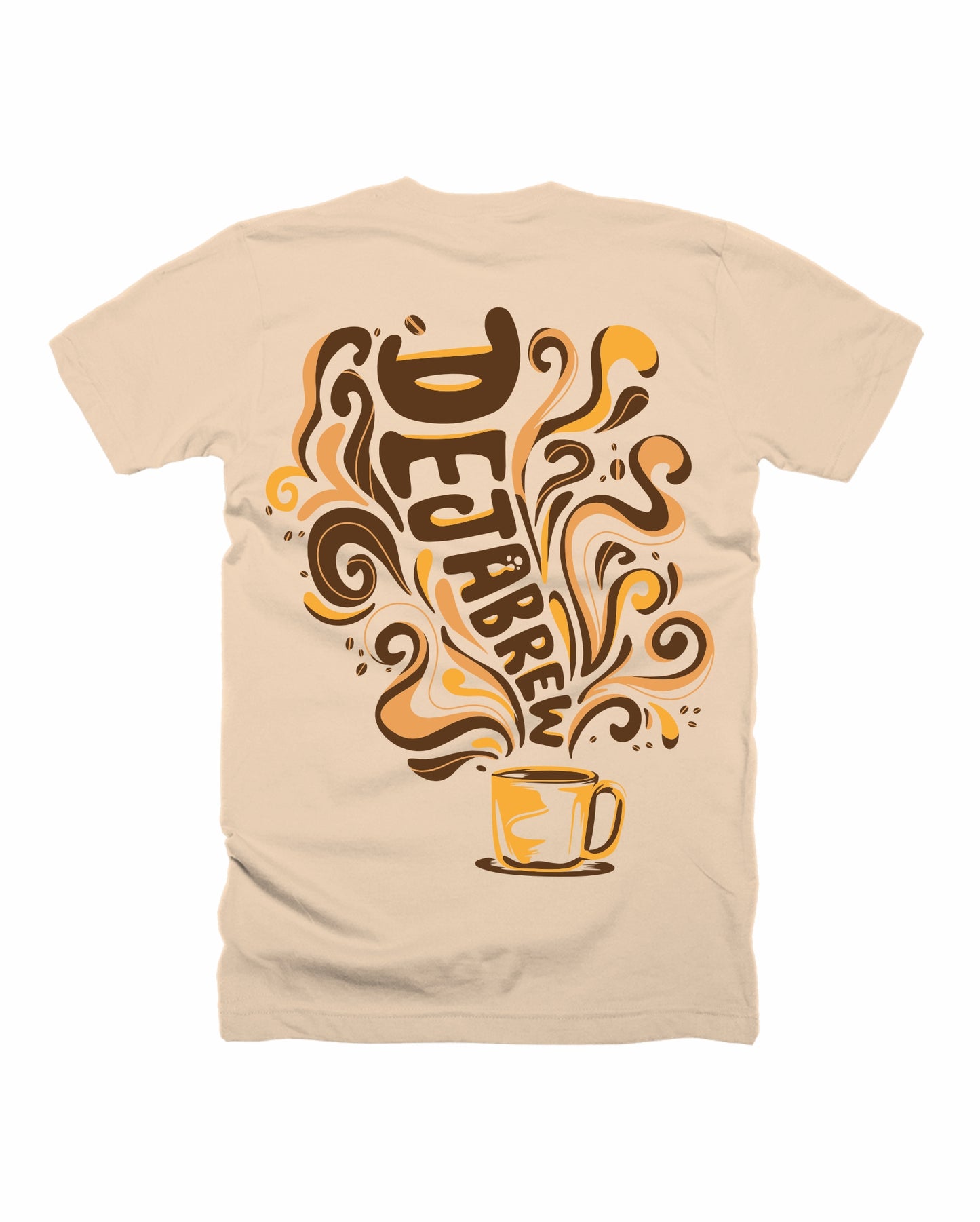 Deja Brew - Beige - Unisex Adults T-shirt with Back Print