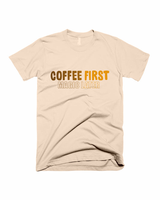 Deja Brew - Beige - Unisex Adults T-shirt with Back Print