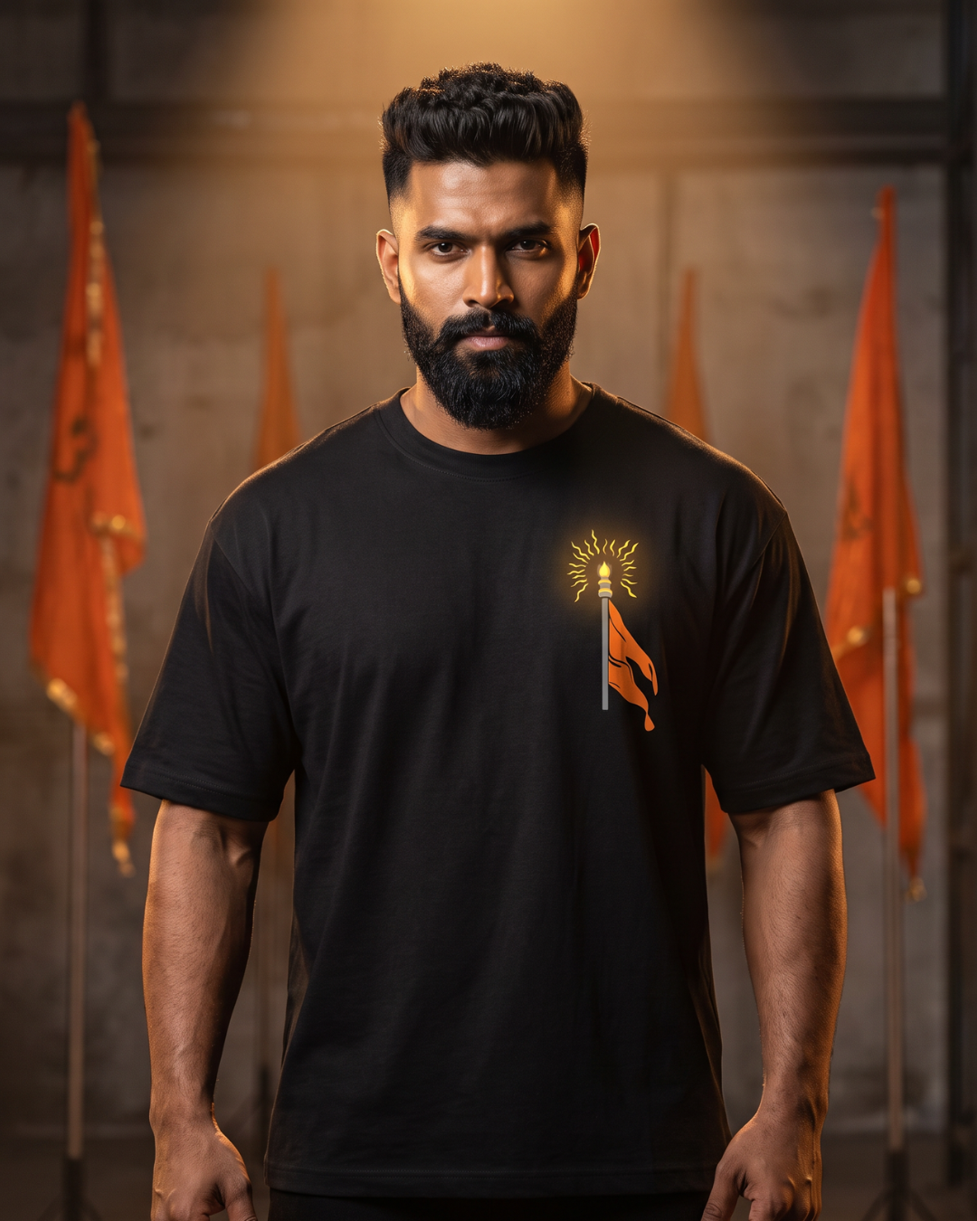 Dhwajdhari - Black - Unisex Oversized Adults T-Shirt