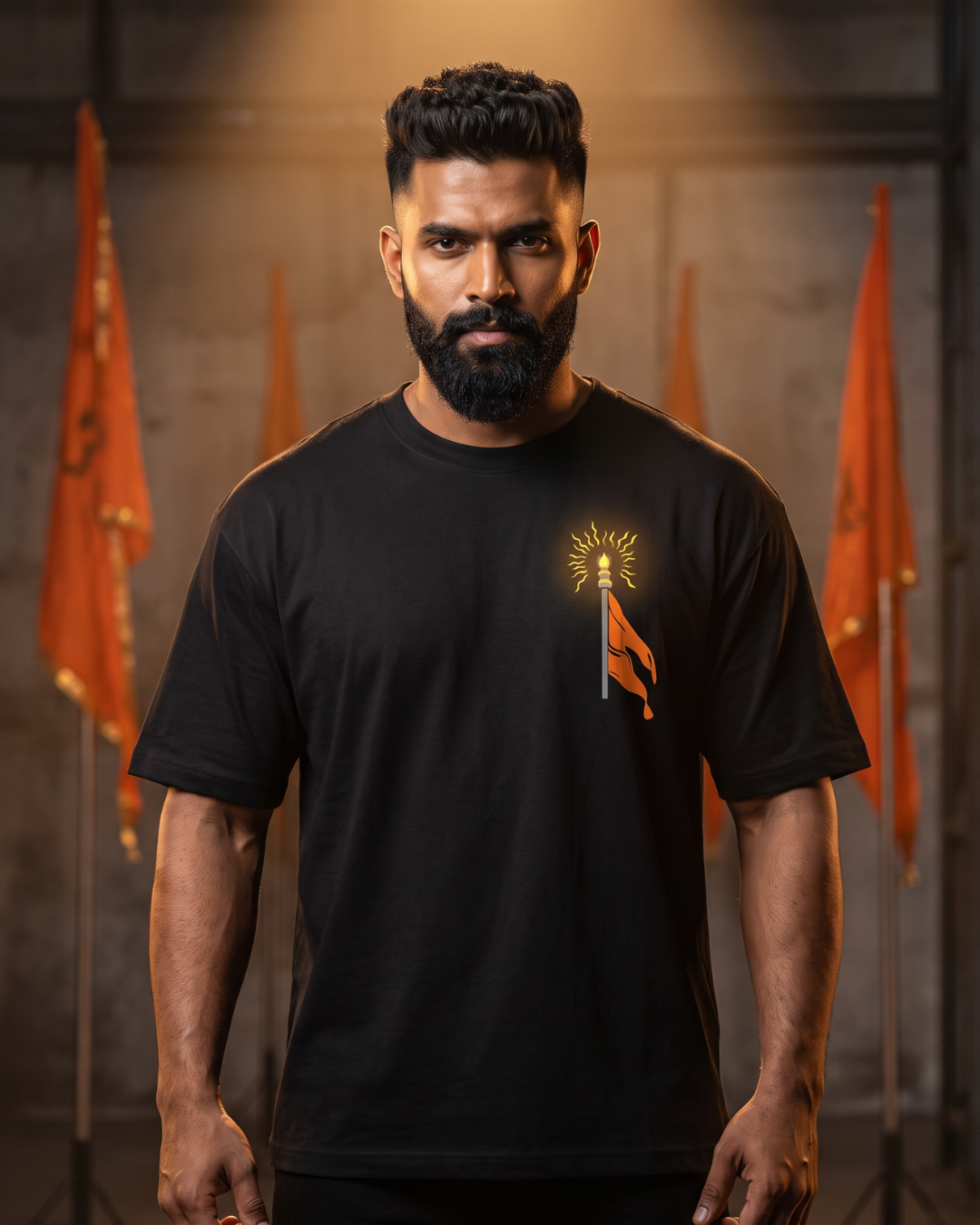 Dhwajdhari - Black - Oversized Adults T-Shirt