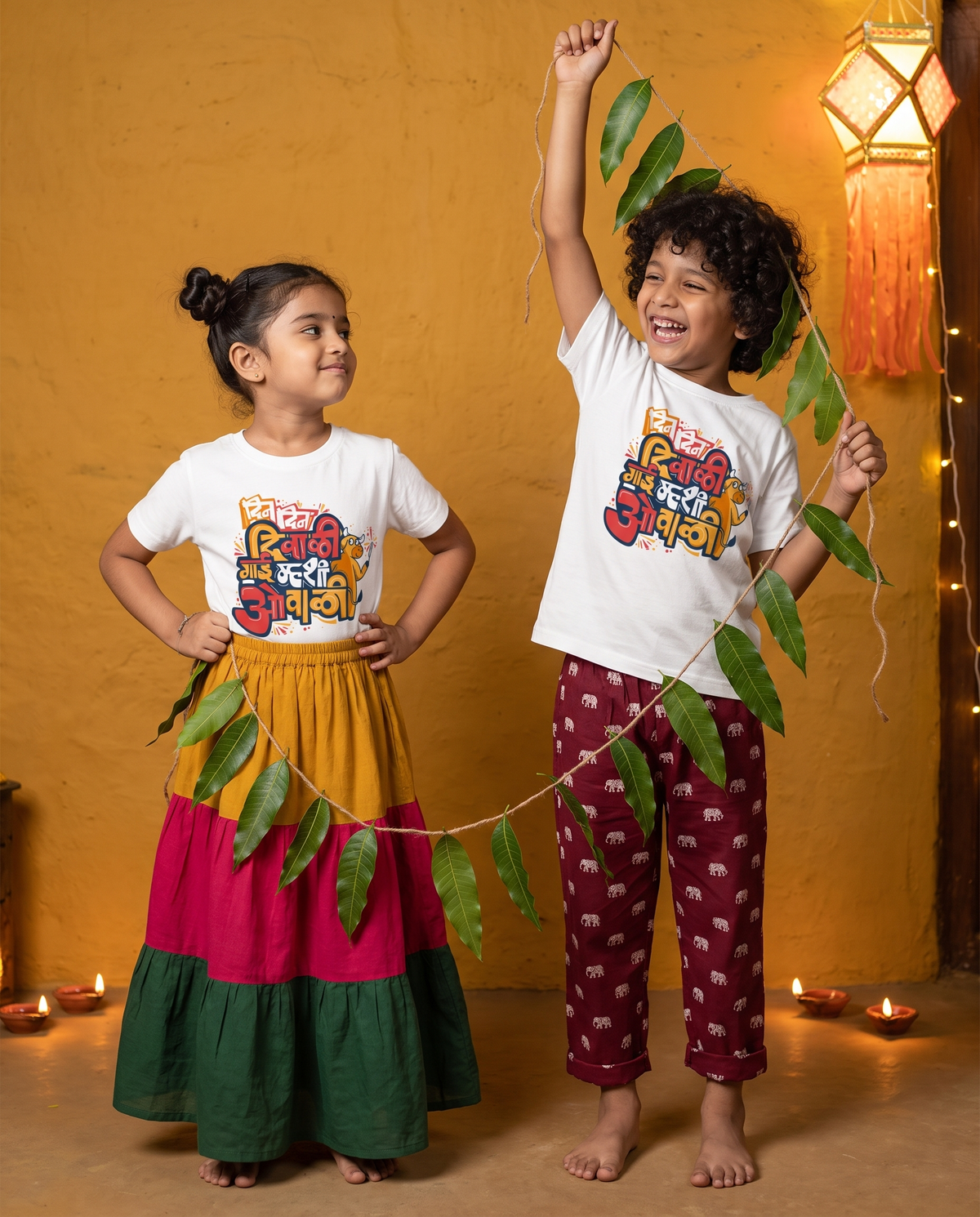 Din Din Diwali - White - Unisex Kids T-shirt