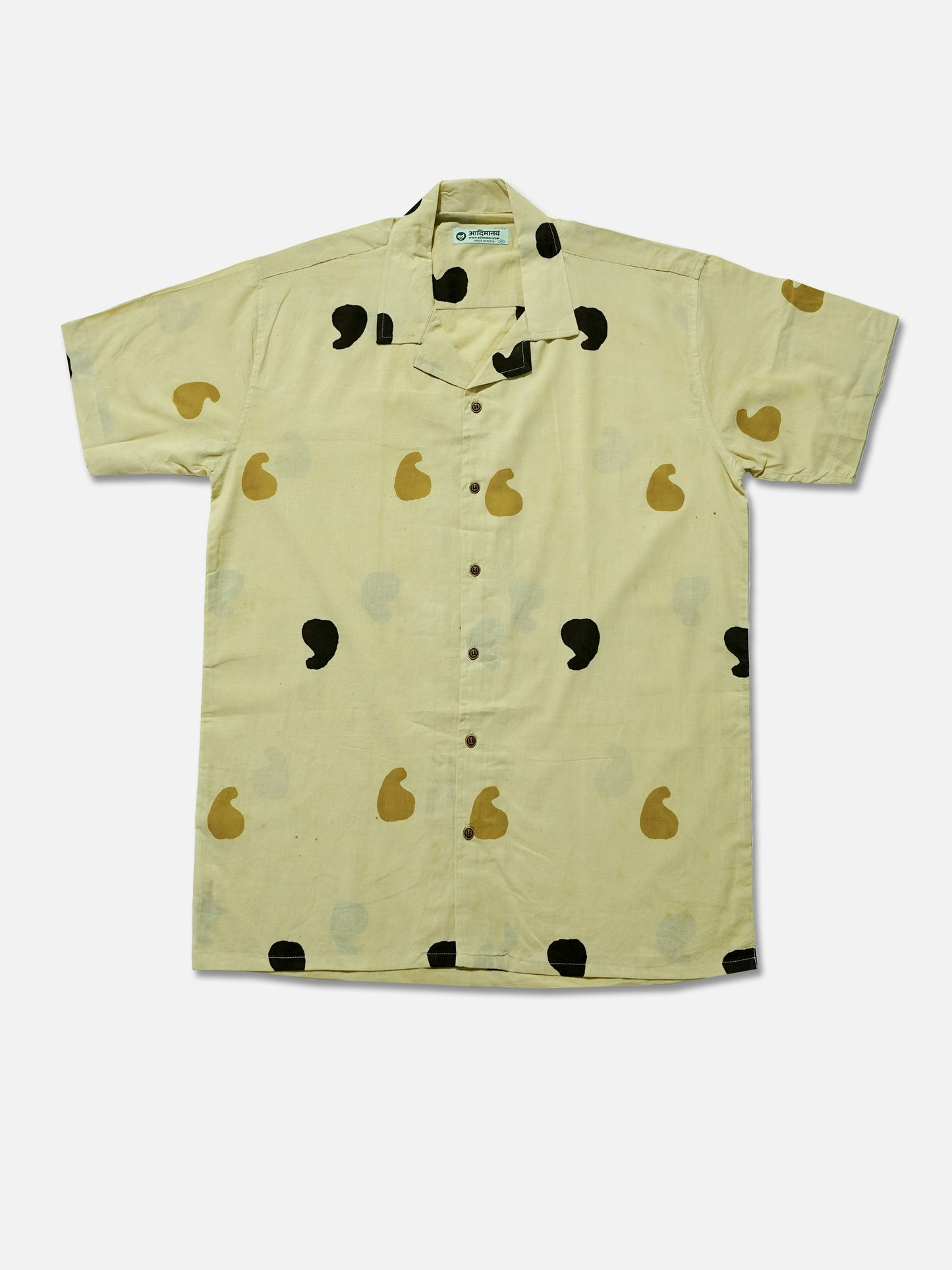 Earthy Comma – Handblock Print – Unisex Pure Cotton Cuban Collar Shirt