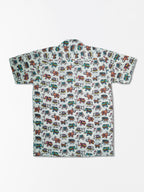Elephant Shower Pastel - Sanganeri Print - Unisex Pure Cotton Cuban Collar Shirt