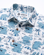 Elephants on the Beach - Kids Pure Cotton Printed Shirt