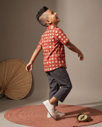 Elephants Terracotta - Kids Pure Cotton Printed Shirt