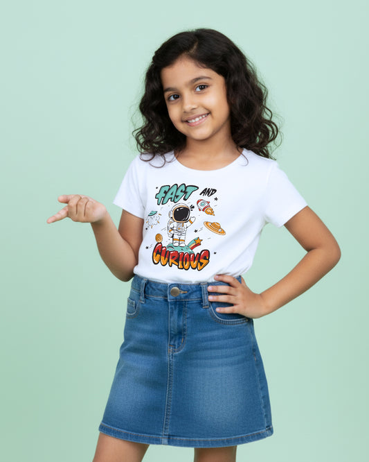 Fast And Curious - White - Unisex Kids T-shirt