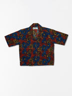 Floral Dark - Handblock Print - Women’s Pure Cotton Crop Shirt