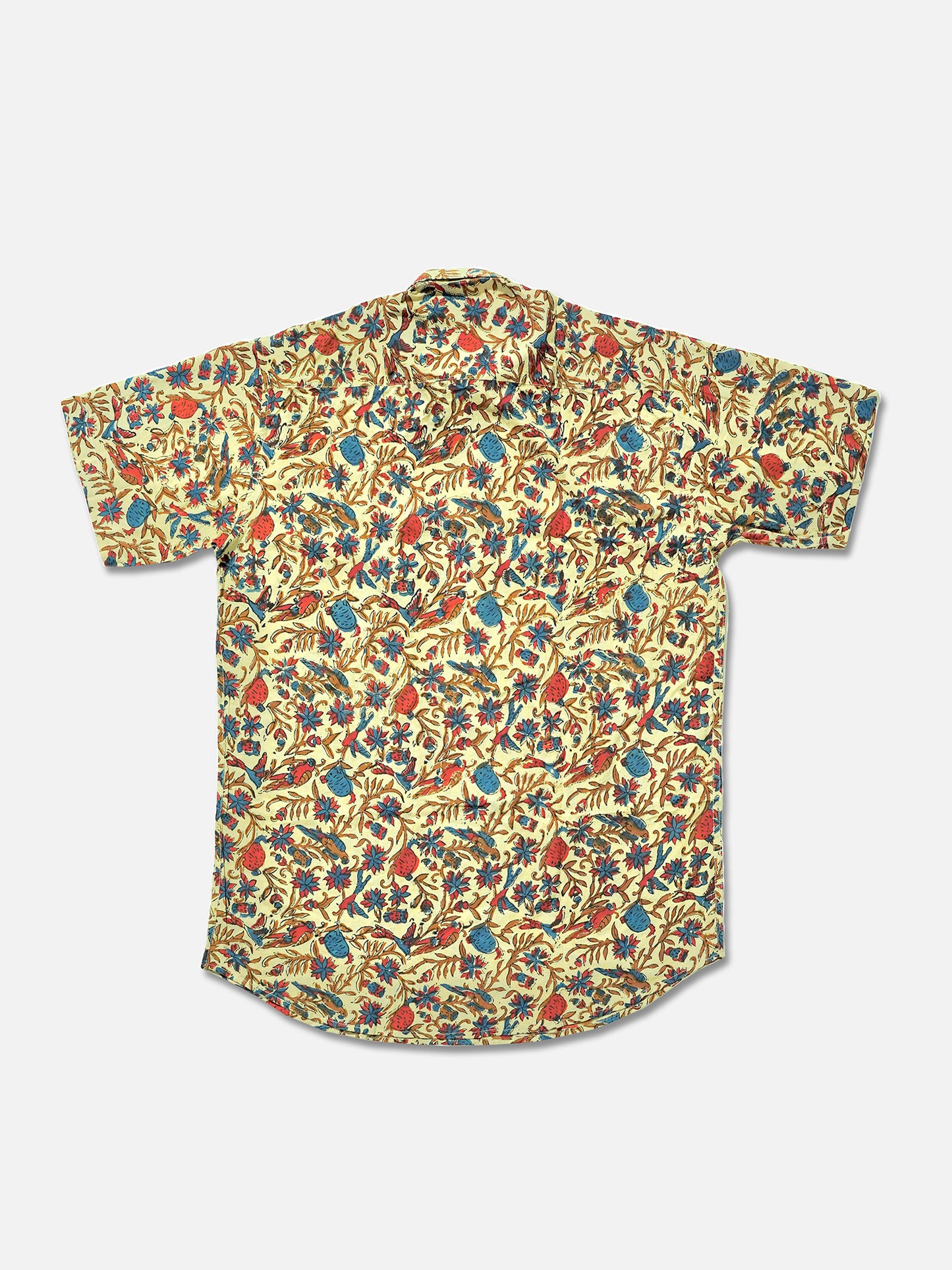 Floral Kalamkari - Handblock Print - Men’s Pure Cotton Regular Shirt