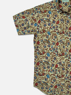 Floral Kalamkari - Handblock Print - Men’s Pure Cotton Regular Shirt