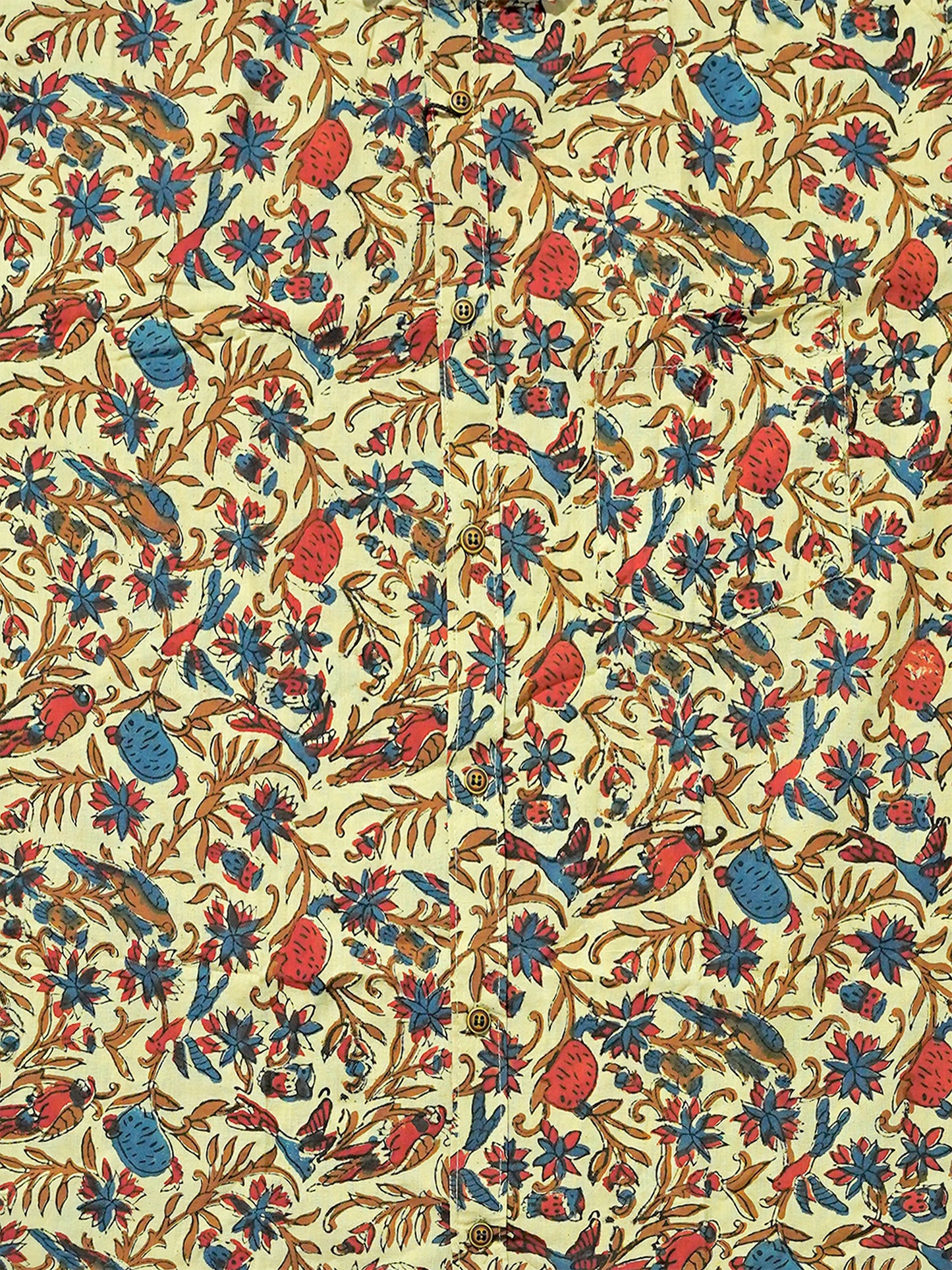 Floral Kalamkari - Handblock Print - Men’s Pure Cotton Regular Shirt