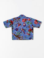 Floral Purple - Sanganeri Print – Women’s Pure Cotton Crop Shirt
