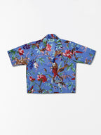 Floral Purple - Sanganeri Print – Women’s Pure Cotton Crop Shirt
