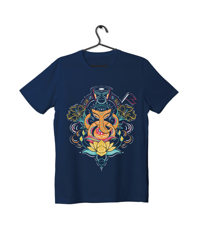 Ganesha Abstract - Navy Blue - Kids Unisex T-shirt