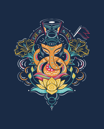 Ganesha Abstract - Navy Blue - Kids Unisex T-shirt