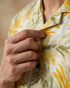 Golden Palms - Sanganeri Print - Unisex Pure Cotton Cuban Collar Shirt