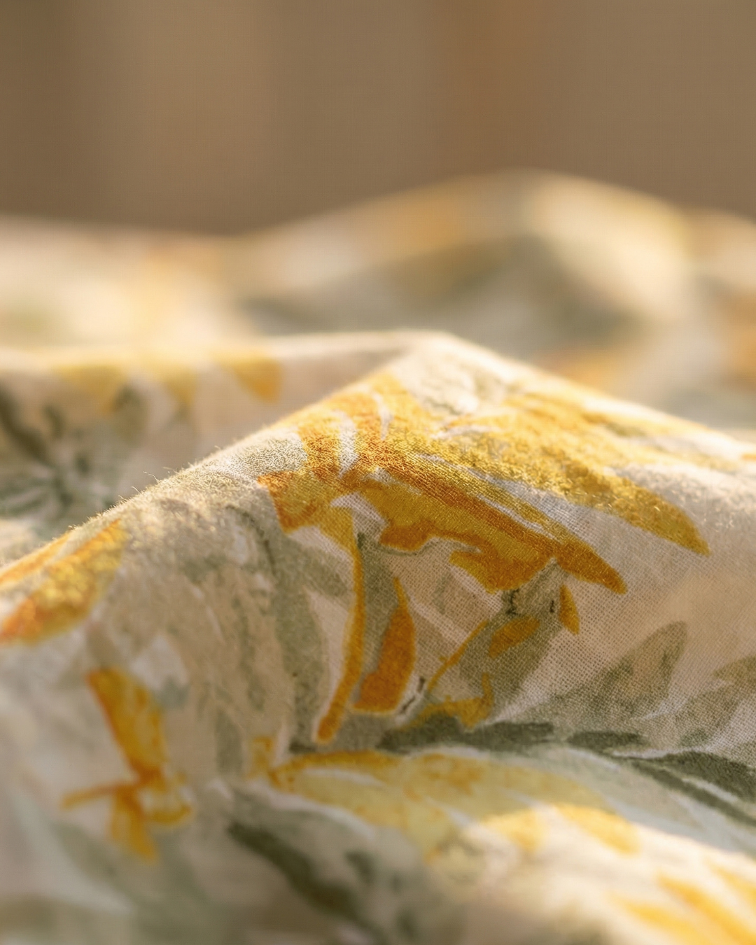 Golden Palms - Sanganeri Print - Unisex Pure Cotton Cuban Collar Shirt