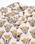 Golden Tulips - Handblock Print - Unisex Pure Cotton Cuban Collar Shirt