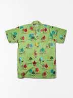 Green Days - Sanganeri Print - Unisex Pure Cotton Cuban Collar Shirt