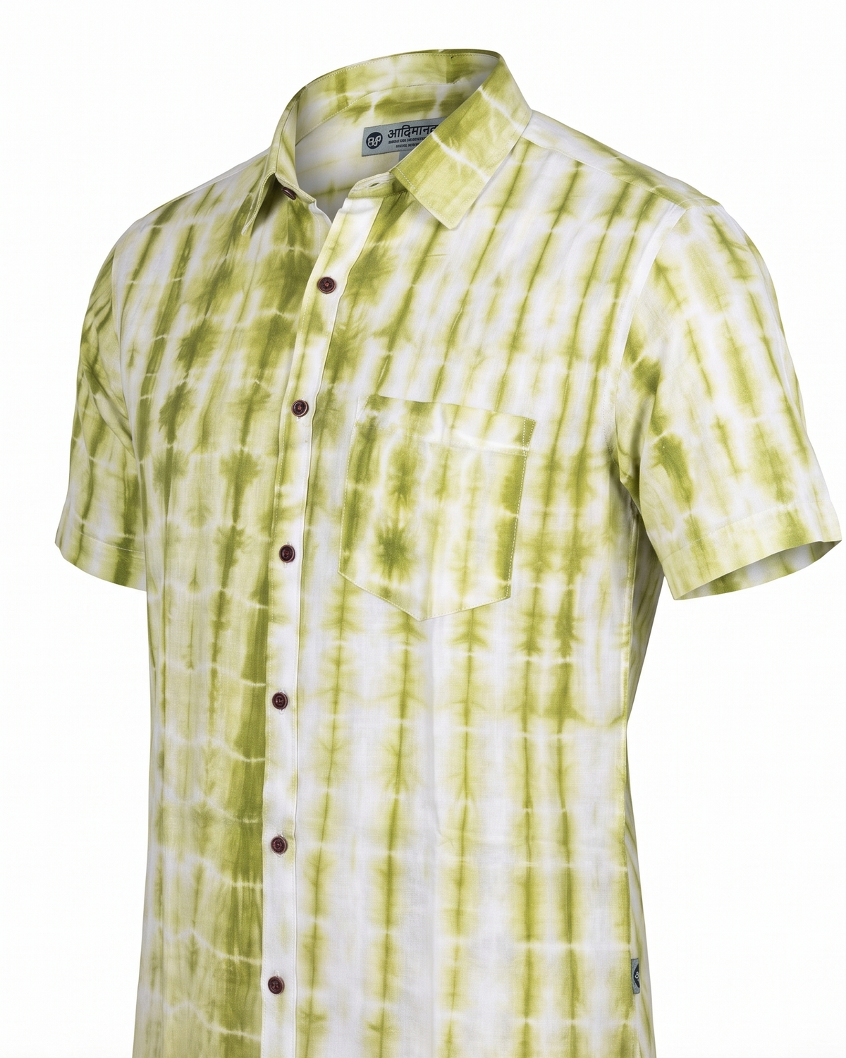 Tie & Dye - Green - Handblock Print - Men’s Pure Cotton Regular Shirt
