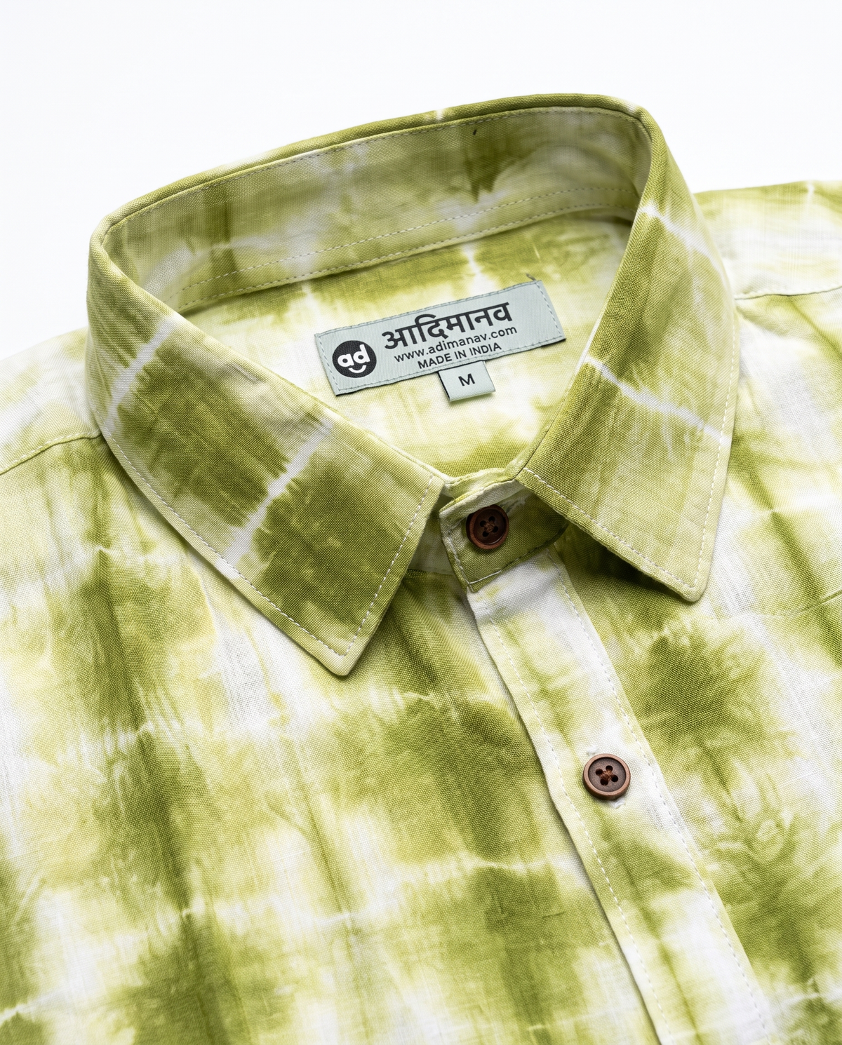Tie & Dye - Green - Handblock Print - Men’s Pure Cotton Regular Shirt