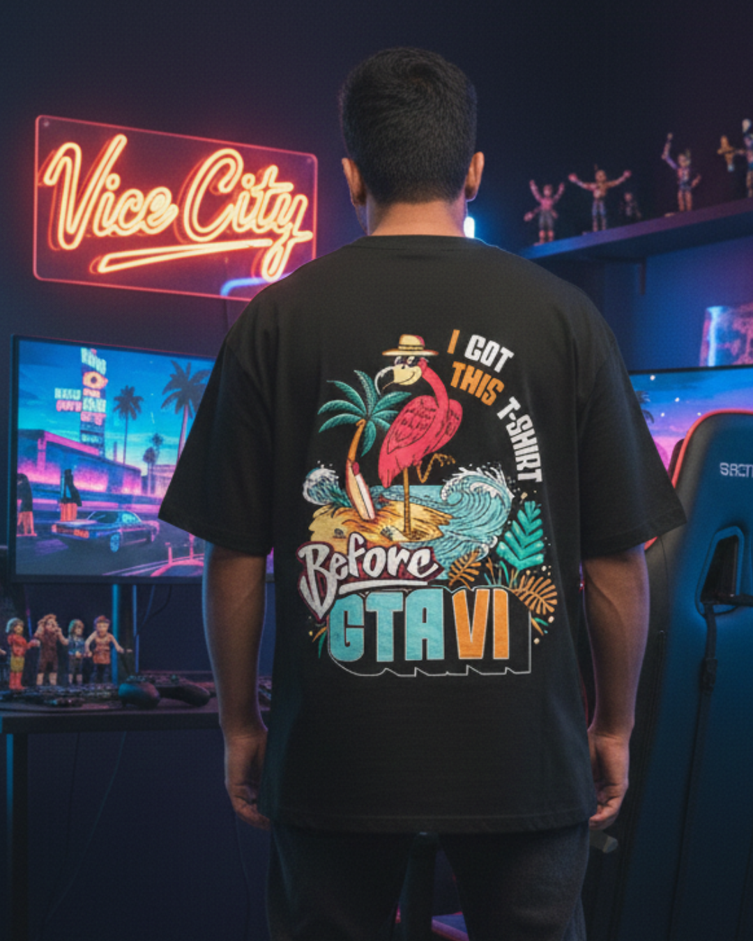 GTA6 - Black - Oversized Adults T-Shirt
