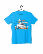 Here Comes Trouble - Light Blue - Kids Unisex T-shirts