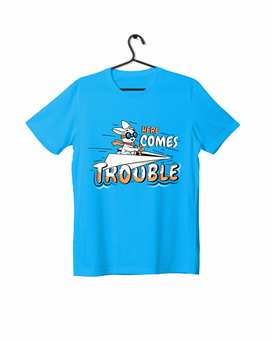 Here Comes Trouble - Light Blue - Kids Unisex T-shirts