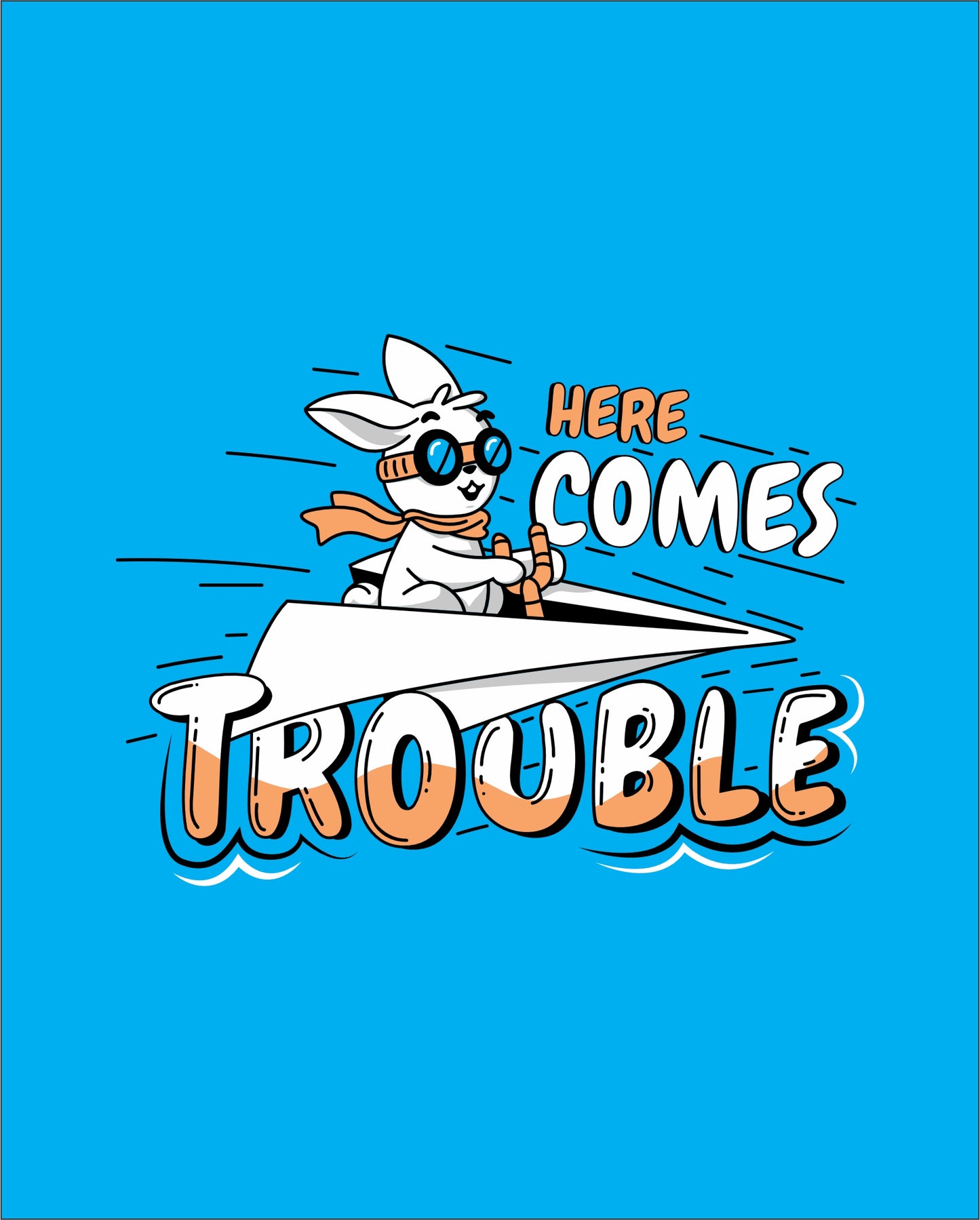 Here Comes Trouble - Light Blue - Kids Unisex T-shirts