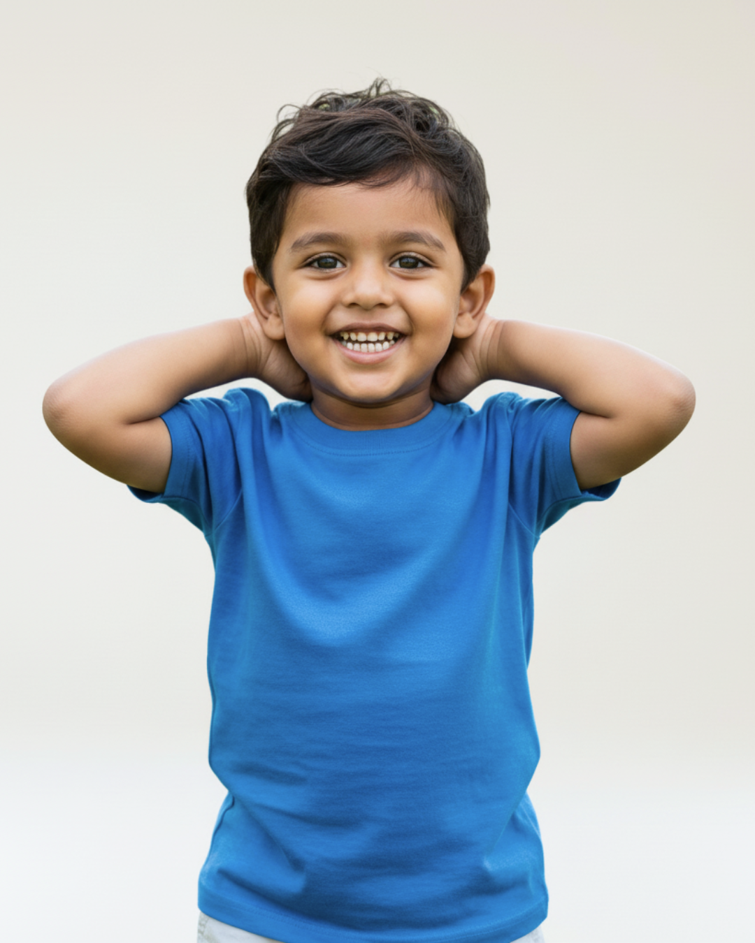 Ice Blue Half Sleeve Plain Kids T-Shirt