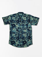 Indigo Leaves - Sanganeri Print - Men’s Pure Cotton Regular Shirt