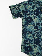 Indigo Leaves - Sanganeri Print - Men’s Pure Cotton Regular Shirt