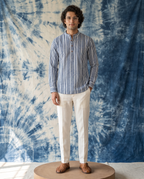 Indigo Stripes - Handblock Print - Adults Pure Cotton Short Kurta
