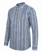 Indigo Stripes - Handblock Print - Mens Pure Cotton Short Kurta